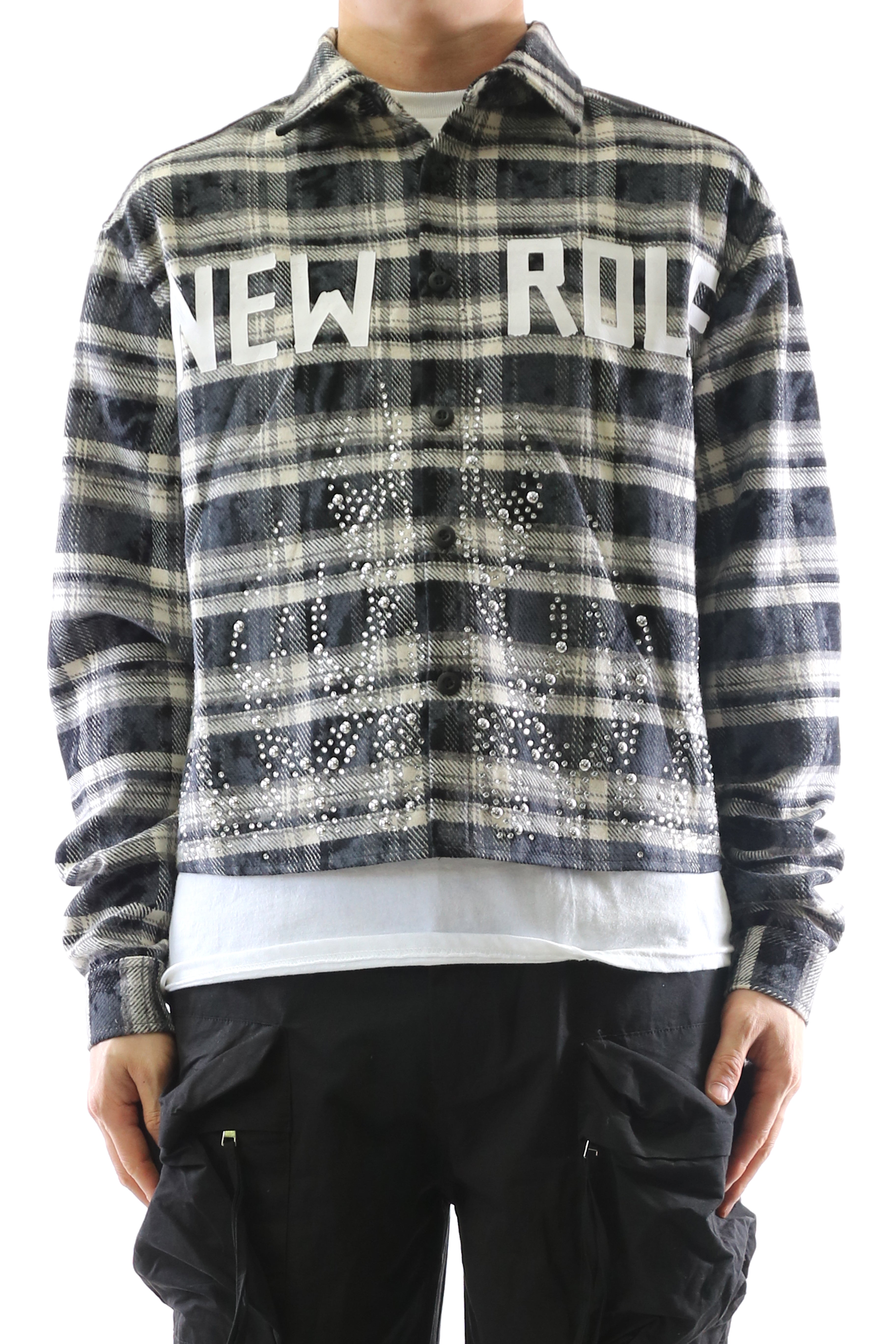 STATIC Heavy Flannel Crop Top Button Down Shirt