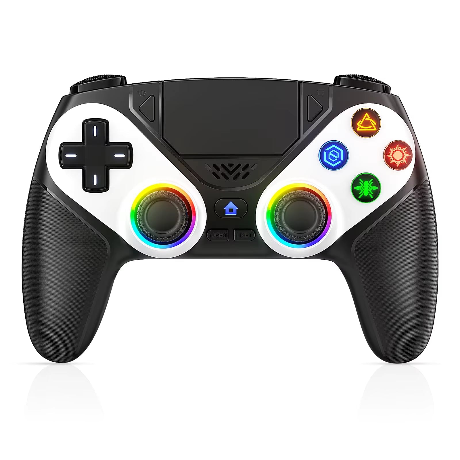 RGB Wireless Controller Compatible with PS5 and PC, Hall Effect Triggers, Programmable Buttons, Turbo Mode, Dual Vibration Gamepad