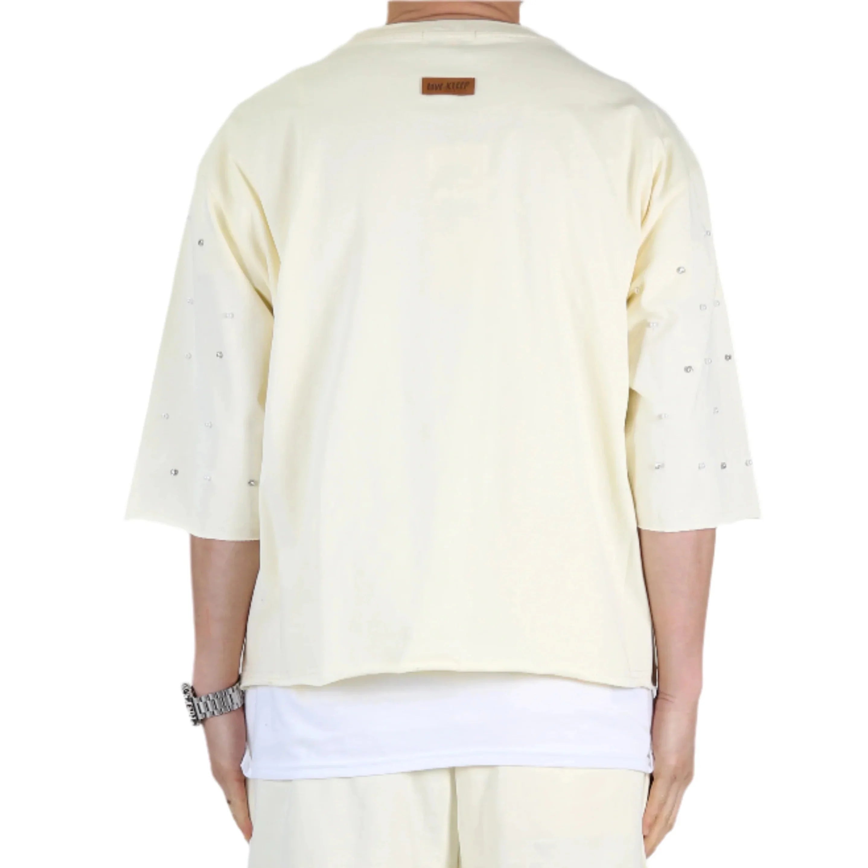 TOVAL SN/ Jersey 3/4 Sleeve Crop Top Tee