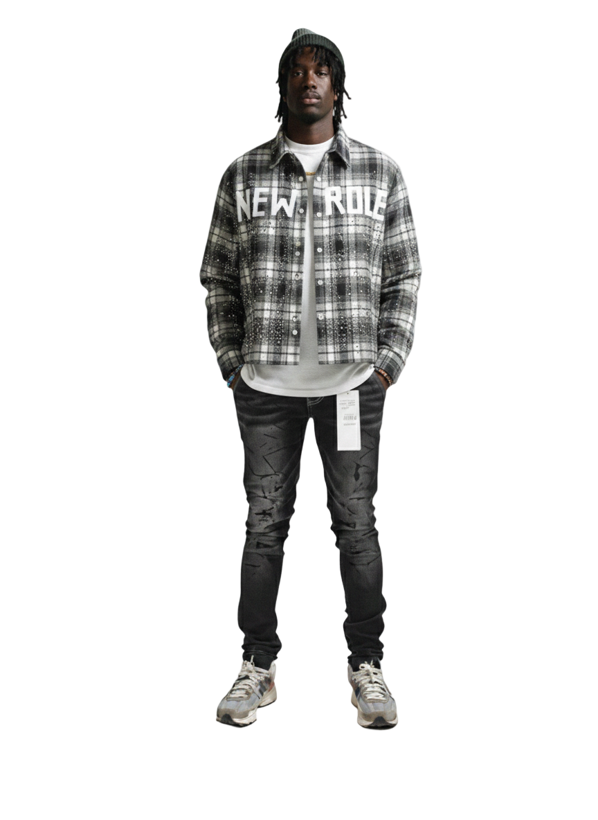 STATIC Heavy Flannel Crop Top Button Down Shirt