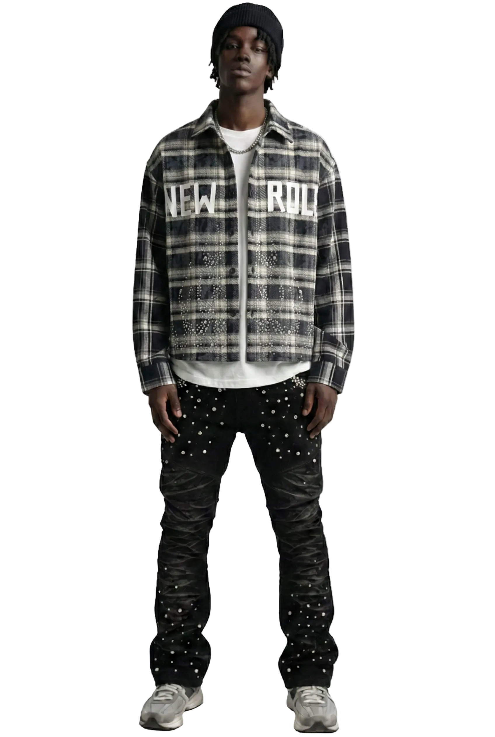 STATIC Heavy Flannel Crop Top Button Down Shirt